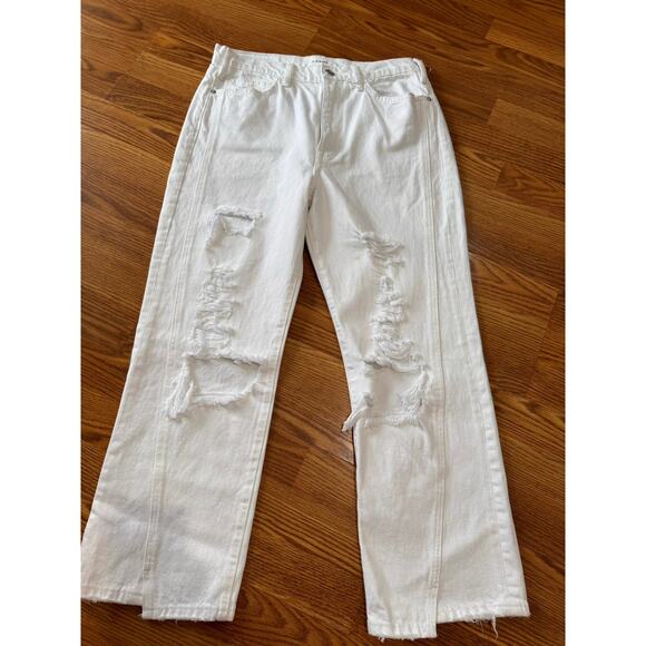 FRAME Le Jane WHITE  distressed high-rise straight-leg jeans size 30/US 8 - Picture 7 of 11